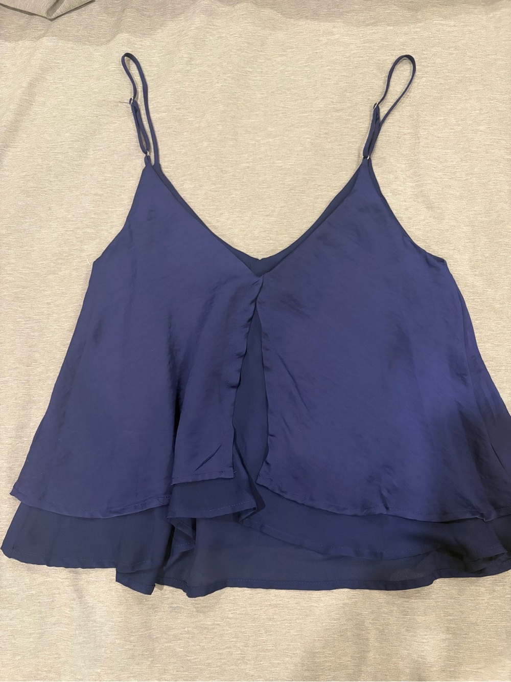 Valette Navy Double-Layer Ruffle Cami